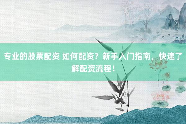 专业的股票配资 如何配资？新手入门指南，快速了解配资流程！