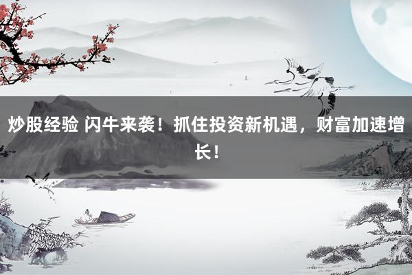炒股经验 闪牛来袭！抓住投资新机遇，财富加速增长！