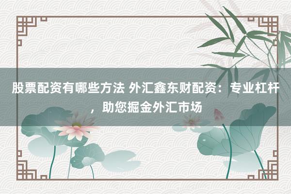 股票配资有哪些方法 外汇鑫东财配资：专业杠杆，助您掘金外汇市场